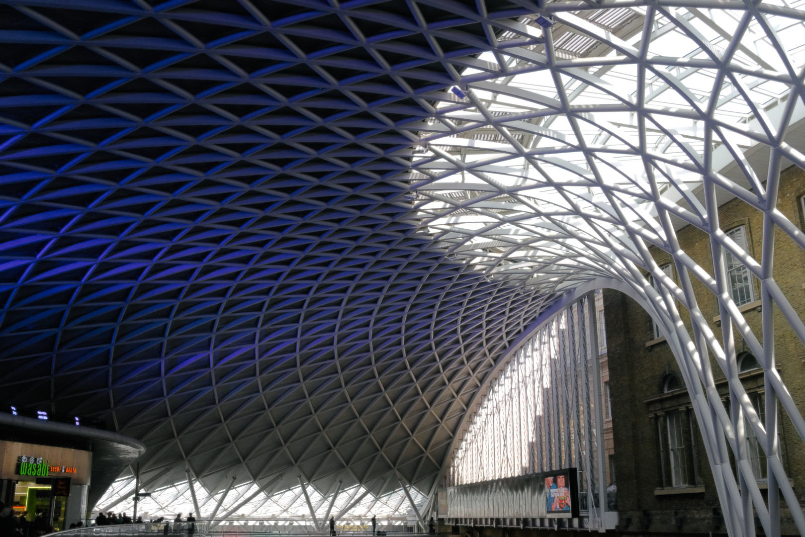 The interior roof structure of King’s Cross Station